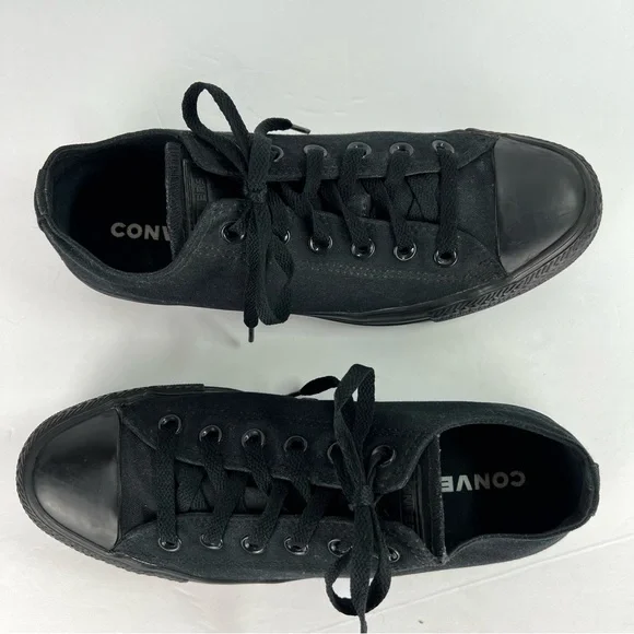 Converse All Star Chuck Taylor Low Sneakers sz 9.5W 7.5M Black on Black Casual - Picture 4 of 12
